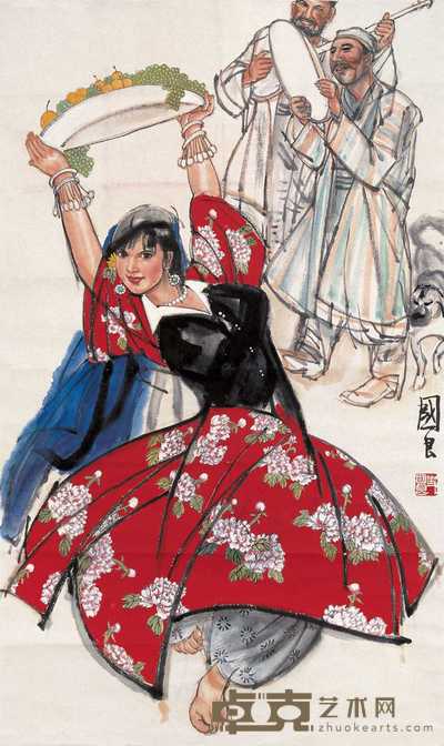 史国良 新疆舞 立轴 96×59cm